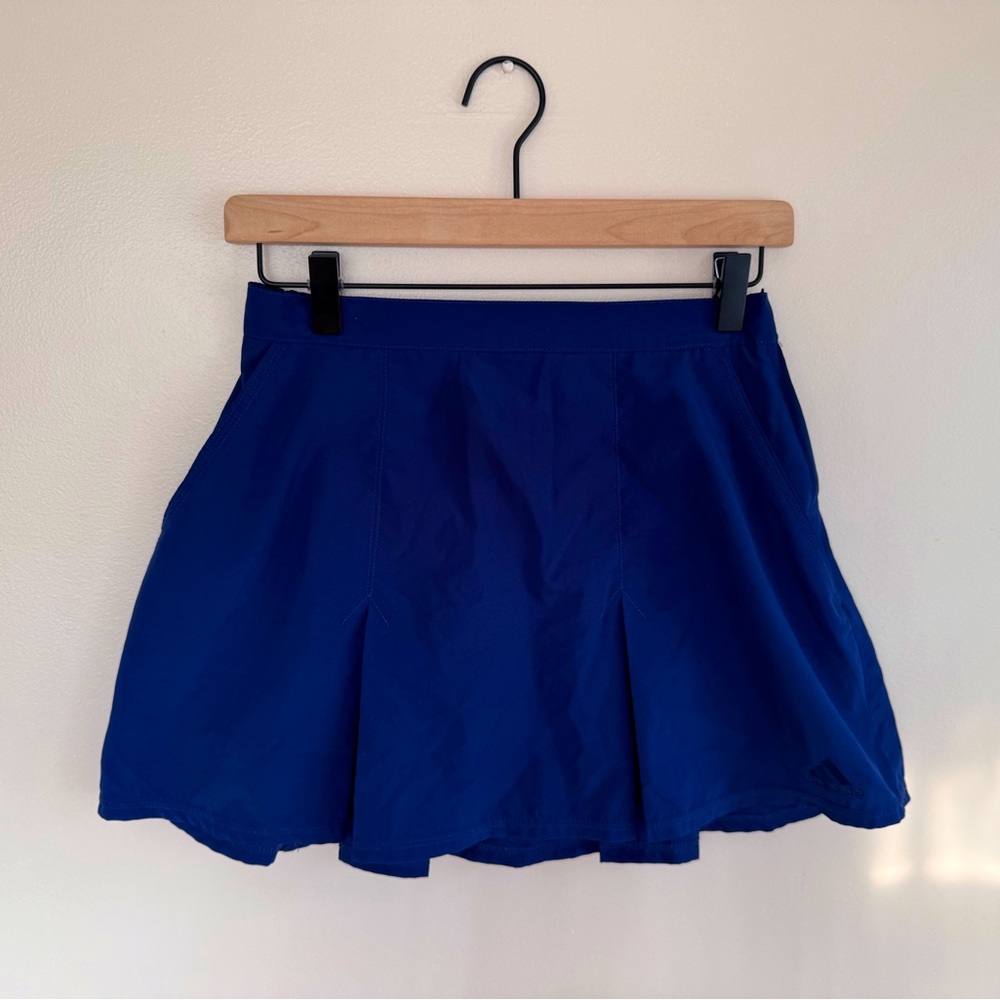 Vintage Adidas Navy Pleated Tennis Skirt - Navy Embroidered Logo - Medium